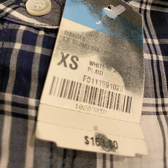 J. McLaughlin Dakota Top NWT Button Down Blouse White Navy Plaid Size XS - Picture 6 of 8